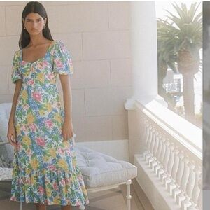 FAITHFULL THE BRAND - Gabriela Midi Dress Traina Floral - Size 6